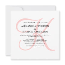 Monograma Moderno Elegante em Casamento Rosa