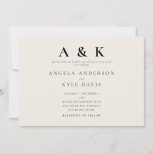 Convite Monograma Moderno - Sem Casamento Horizontal Pai