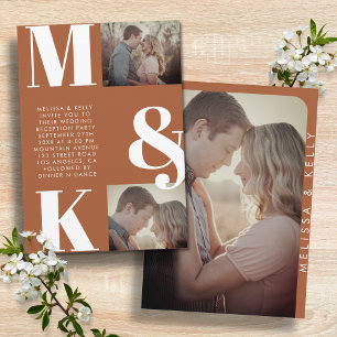 Convite Monograma Ousado de Casamento Fotográfico Minimali