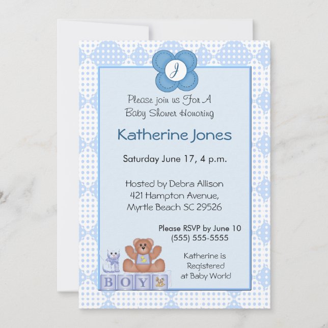 Convite Monograma para Meninos (Frente)