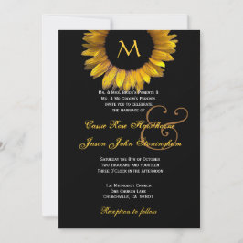 Convite Monograma Personalizado de Casamento de Girassol D