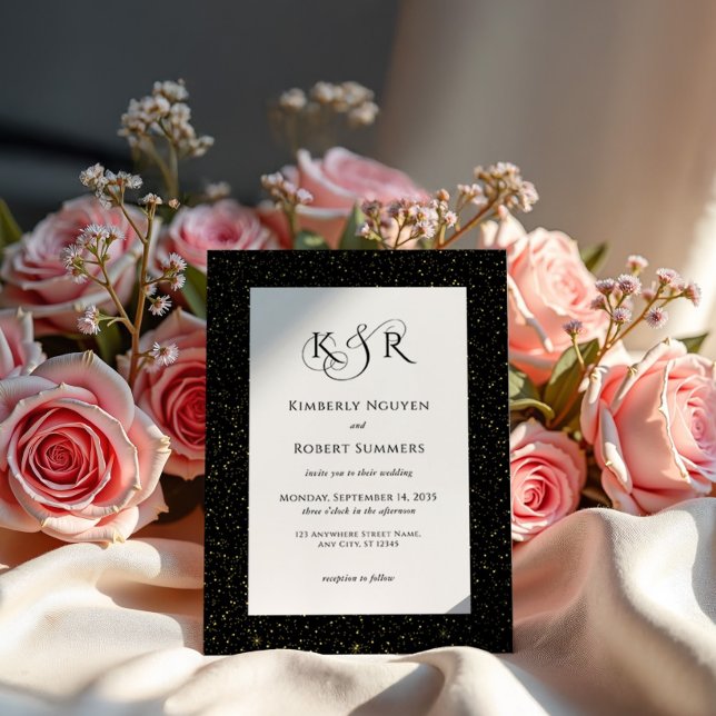 Convite Monograma Personalizado de Casamento Glitter Ouro  (Criador carregado)