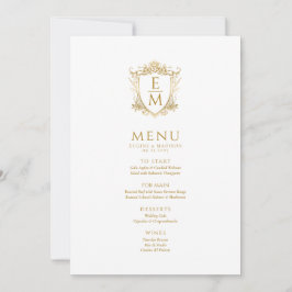 Convite Monograma Personalizado de Crest Dourada Floral