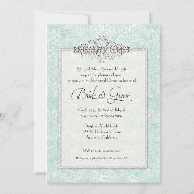 Convite Monograma Personalizado Vintage Damask Lace Olha A (Verso)