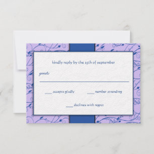 Convite Monograma Real Blue Lilac Swirl Wedl RSVP