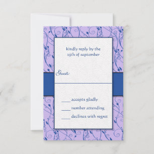 Convite Monograma Real Blue Lilac Swirl Wedl RSVP