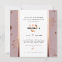 Monograma Rosa Dourado Bat Mitzvah - Hebraico SHIN