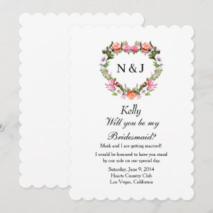Convite Monograma Rosas Românticas Coração Floral Bridesma