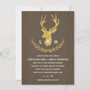 Convite Monograma Russo Casamento com Stag Chic