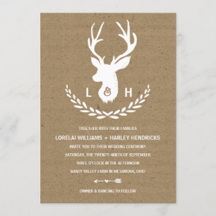 Convite Monograma Russo   Kraft Paper Stag Wedding