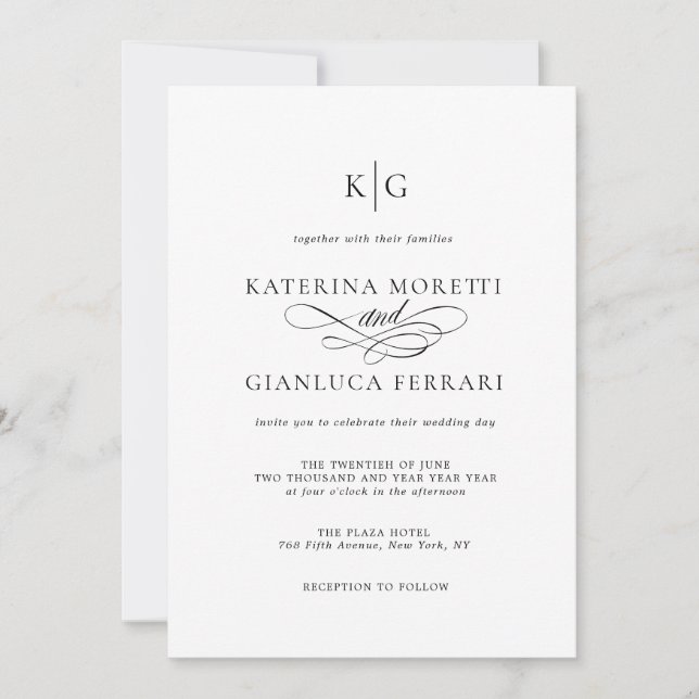 Convite Monograma - Script All in One Photo Wedding (Frente)