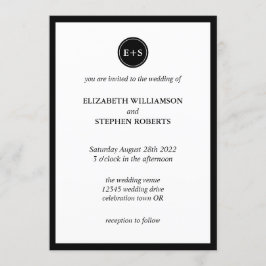 Convite Monograma Simples | Casamento Preto e Branco