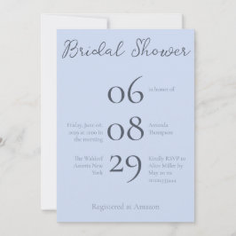 Convite Monograma Simples Chá de panela Azul Beau Minimali