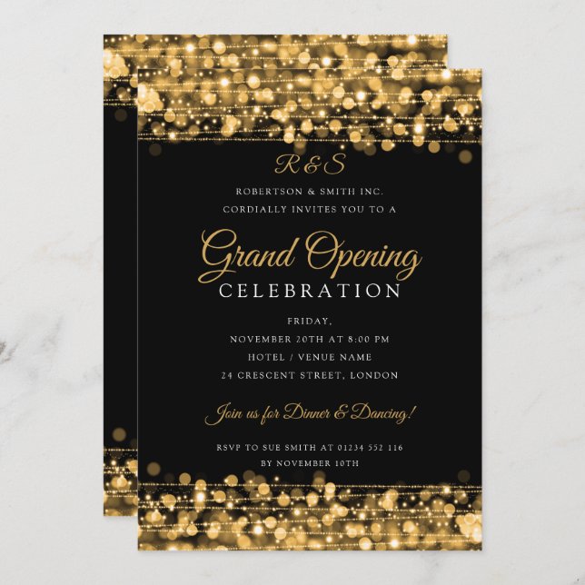 Convite Monograma Simples de Abertura Geral da Empresa Dou (Frente/Verso)