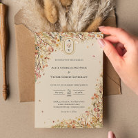 Monograma Simples de Casamento de Beige em Queda R