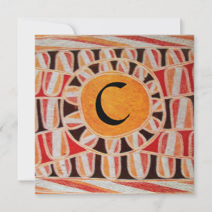 Convite MONOGRAMA SOLAR,amarelo laranja preto branco brilh