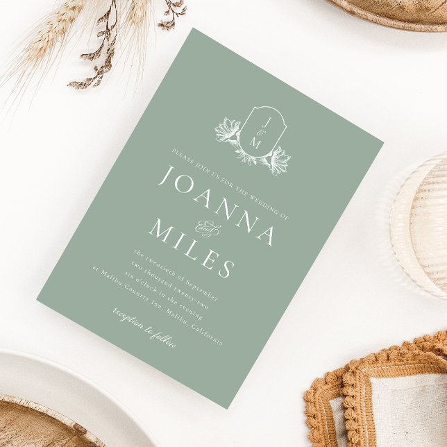 Convite Monograma Verde de Sábio Botânico (Criador carregado)