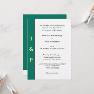 Convite Monograma Verde Tropical Minimalista Amarelo