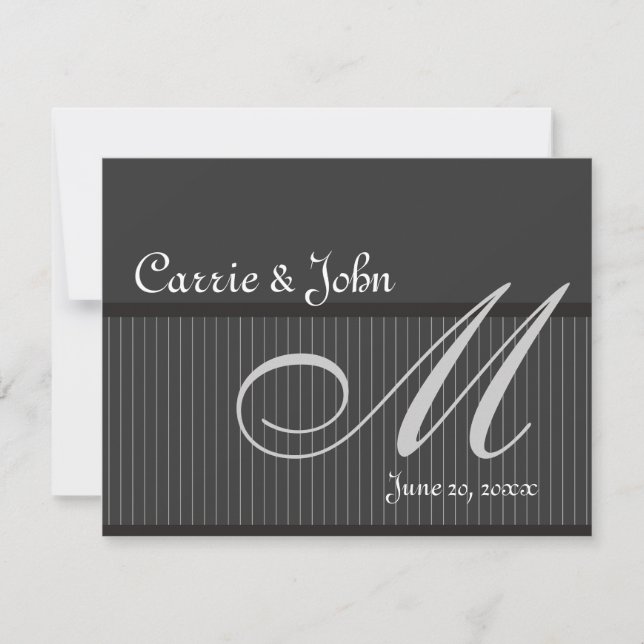 Convite Monogramas com Listras Finas (Frente)