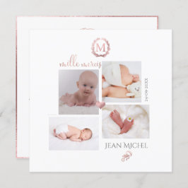 Convite Monogramme de tijolage en D'or Remerciement