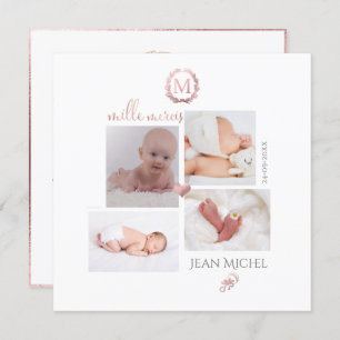 Convite Monogramme de tijolage en D'or Remerciement