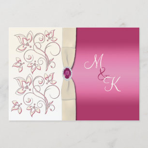 Convite Monogrammed do casamento do marfim e do