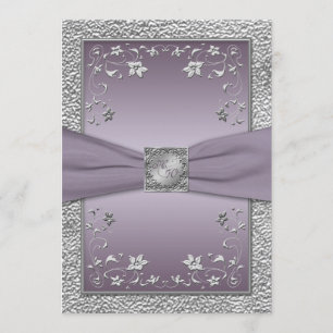 Convite Monogrammed floral da ameixa e do peltre