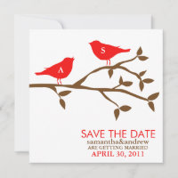 Monogrammed Love Birds Casando Salve a Data