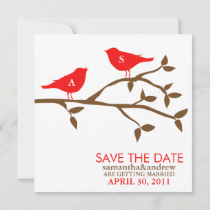 Convite Monogrammed Love Birds Casando Salve a Data
