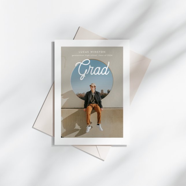Convite Monoline Script Photo Graduation Announcement (Criador carregado)