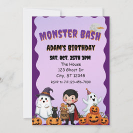 Convite Monster Bash, Halloween birthday