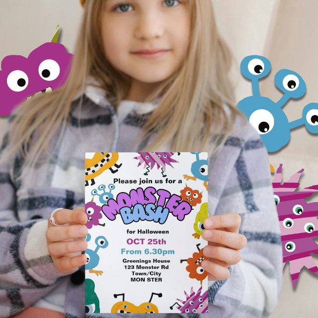 Convite Monster Bash Kids Festa de Halloween (Criador carregado)