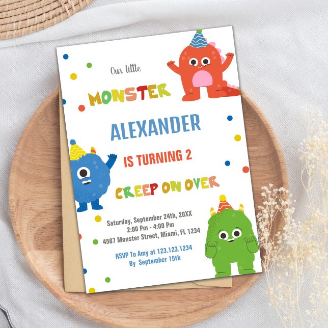 Convite Monster Birthday Invances (Monster Birthday Invitations Colour Ballons)