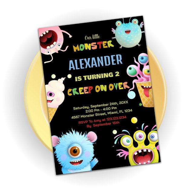 Convite Monster Birthday Invances Black (Monster Birthday Invitations Black)