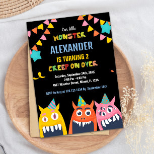 Convite Monster Birthday Invances Black