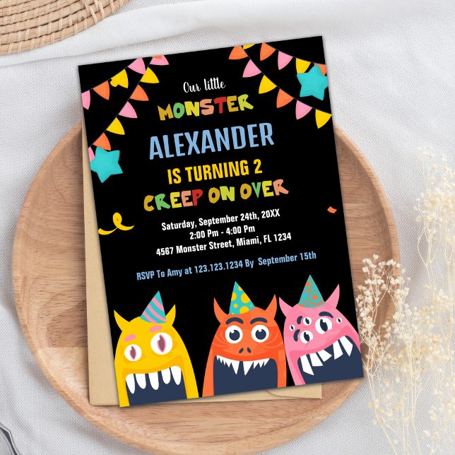 Convite Monster Birthday Invances Black (Monster Birthday Invitations Black)