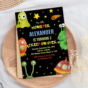 Convite Monster Birthday Invances Black