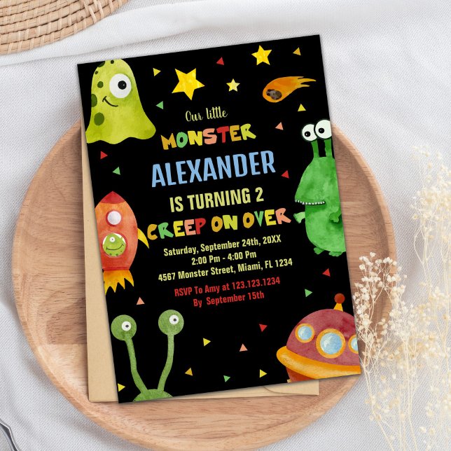 Convite Monster Birthday Invances Black (Monster Birthday Invitations Black)