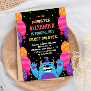 Convite Monster Birthday Invances Coloridos