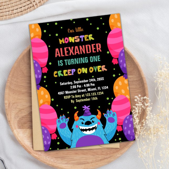 Convite Monster Birthday Invances Coloridos (Monster Birthday Invitations Colour Ballons)