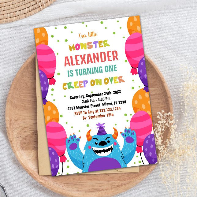 Convite Monster Birthday Invances Coloridos (Monster Birthday Invitations Colour Ballons)