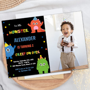 Convite Monster Birthday Invances com foto