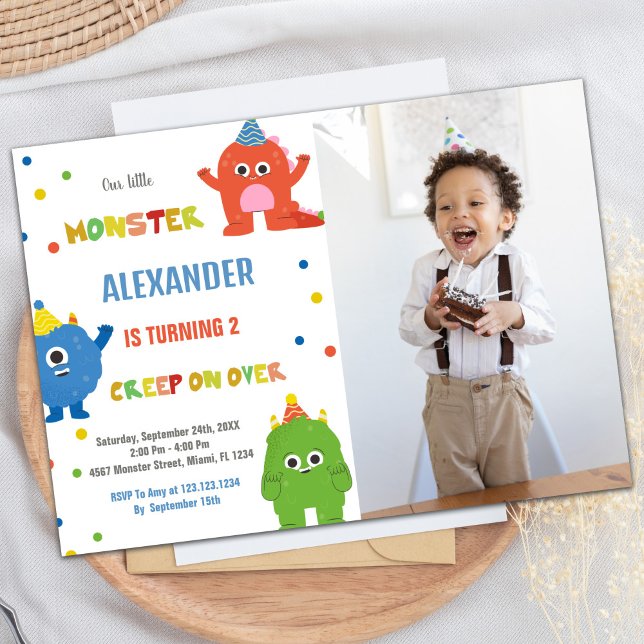 Convite Monster Birthday Invances com foto (Monster Birthday Invitations with photo)