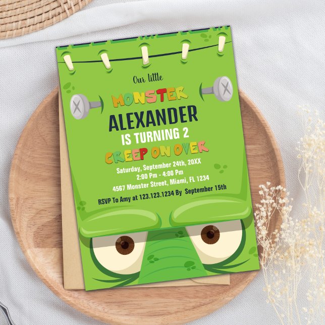 Convite Monster Birthday Invances, Monstro Verde (Monster Birthday Invitations, Green Monster Invitation)