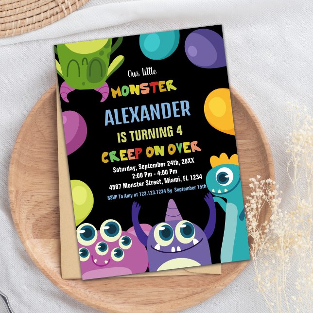 Convite Monster Birthday Invances, Monstros (Monster Birthday Invitations, Monsters Invitation)