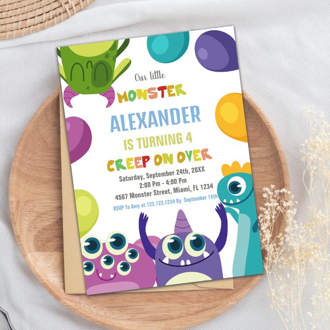 Convite Monster Birthday Invances, Monstros (Monster Birthday Invitations, Monsters Invitation)