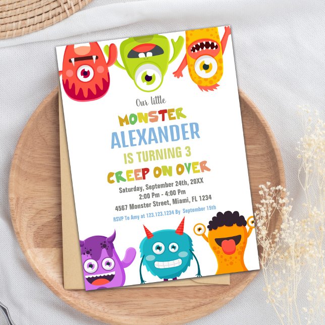 Convite Monster Birthday Invances, Monstros, um olho (Monster Birthday Invitations, Monsters one eye Invitation)