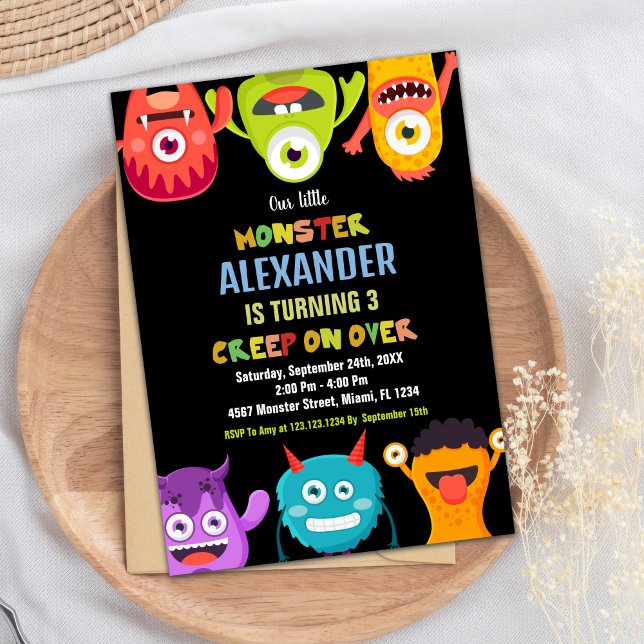 Convite Monster Birthday Invances, Monstros, um olho (Monster Birthday Invitations, Monsters one eye Invitation)