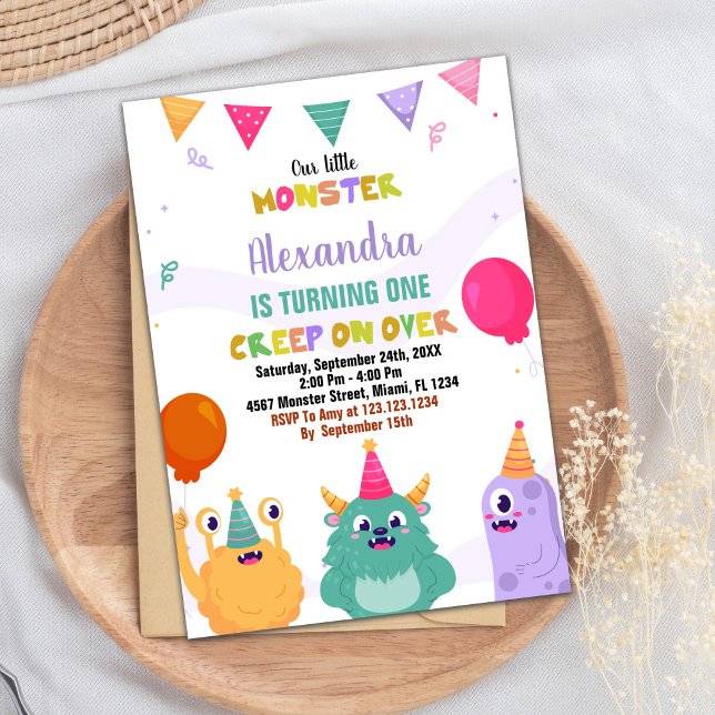 Convite Monster Birthday Invances Pink Ballon (Monster Birthday Invitations Pink Ballon)