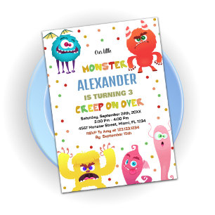 Convite Monster Birthday Invances Red